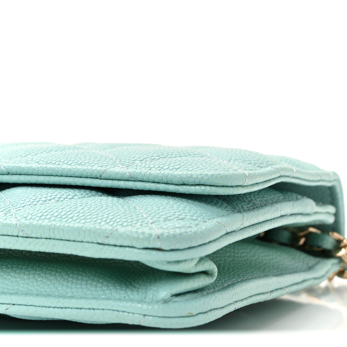 Caviar Quilted Wallet on Chain WOC Light Blue