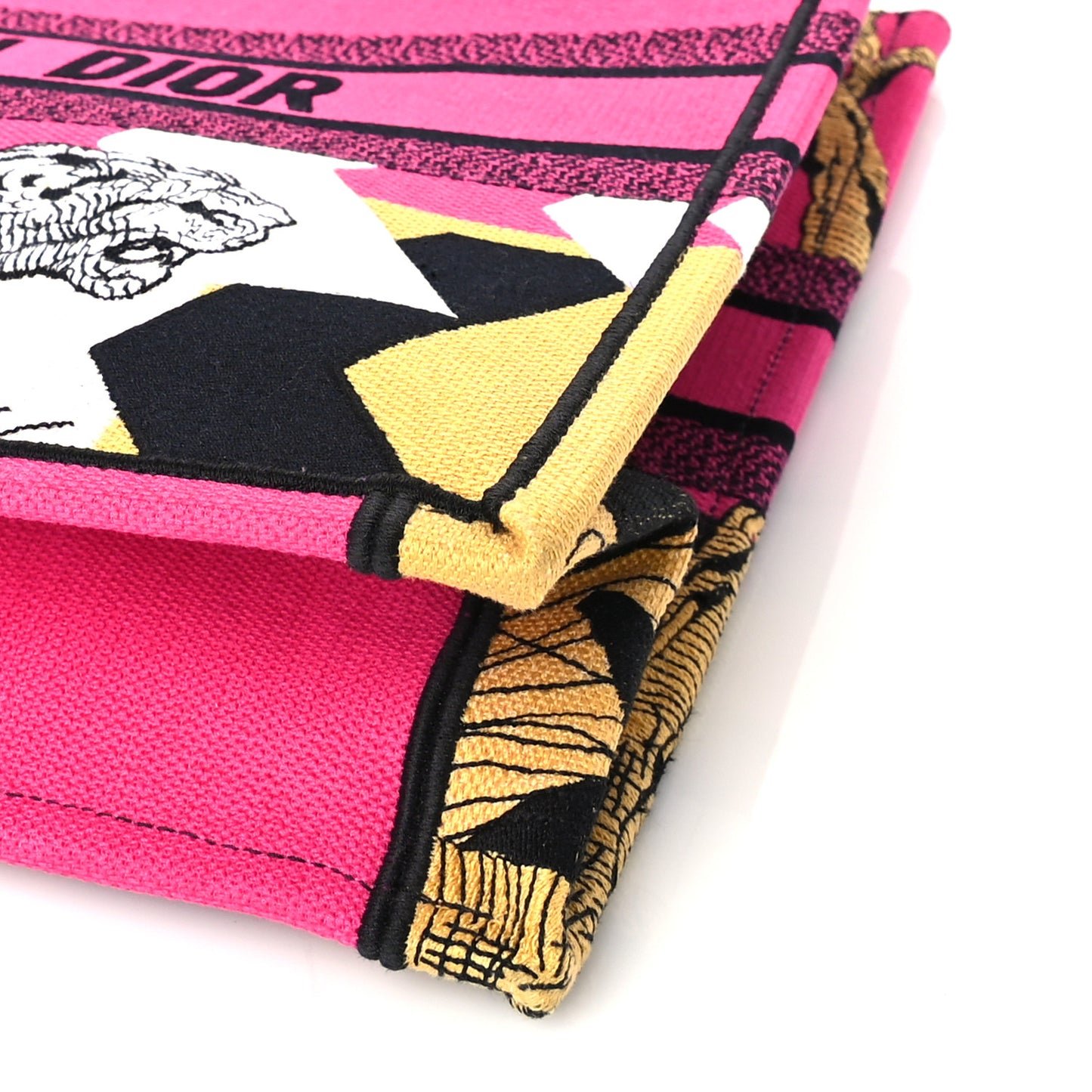 Canvas Embroidered Large Jungle Pop Book Tote Fuchsia Multicolor