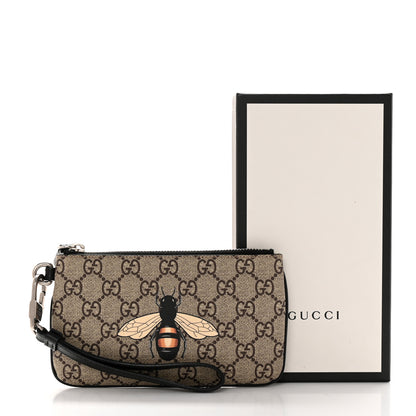 Gucci GG Supreme Monogram Bee Print Wrist Pouch Black 9 of 9