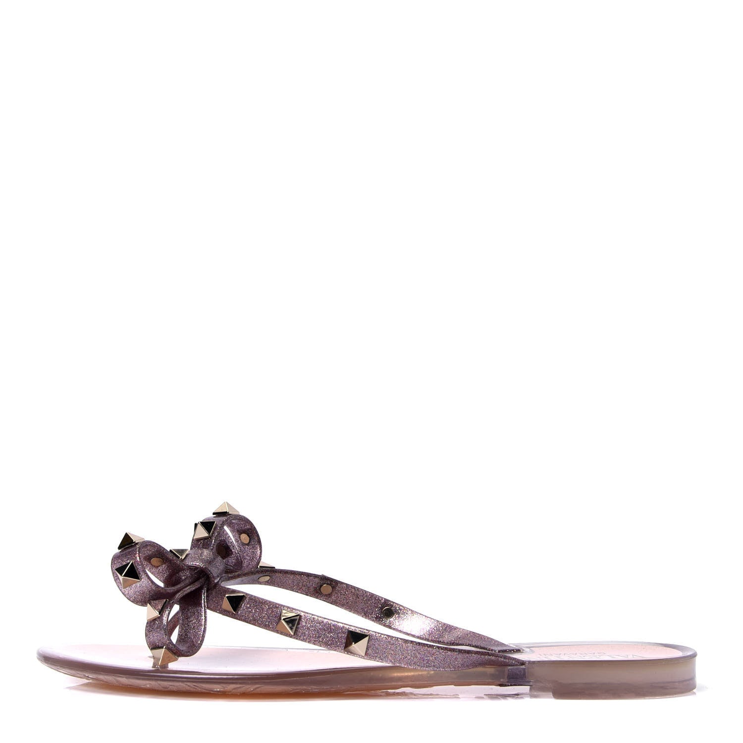 Valentino Garavani PVC Jelly Glitter Rockstud Bow Thong Sandals 37 Multicolor 1 of 6