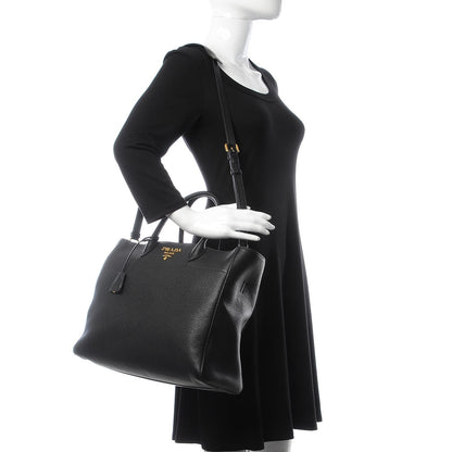 Prada Vitello Daino Tote Black 4 of 9