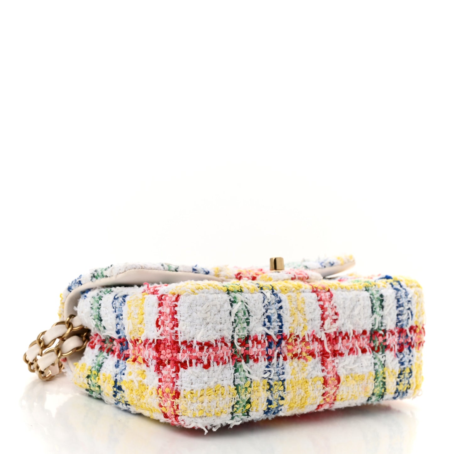 Tweed Quilted Mini Rectangular Flap White Multicolor
