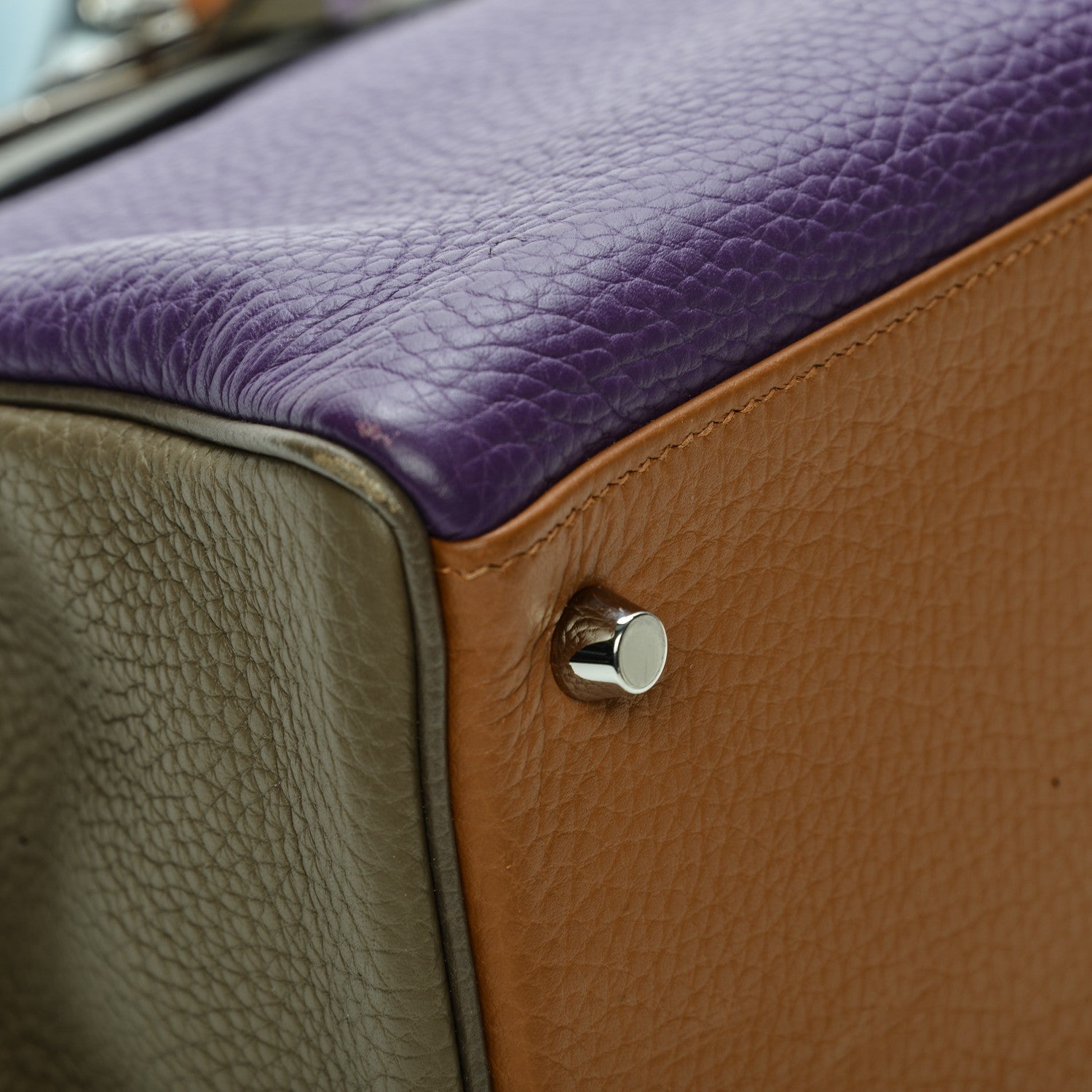 Hermes Taurillon Clemence Arlequin Kelly Retourne 32 Ultraviolet Etain 12 of 30