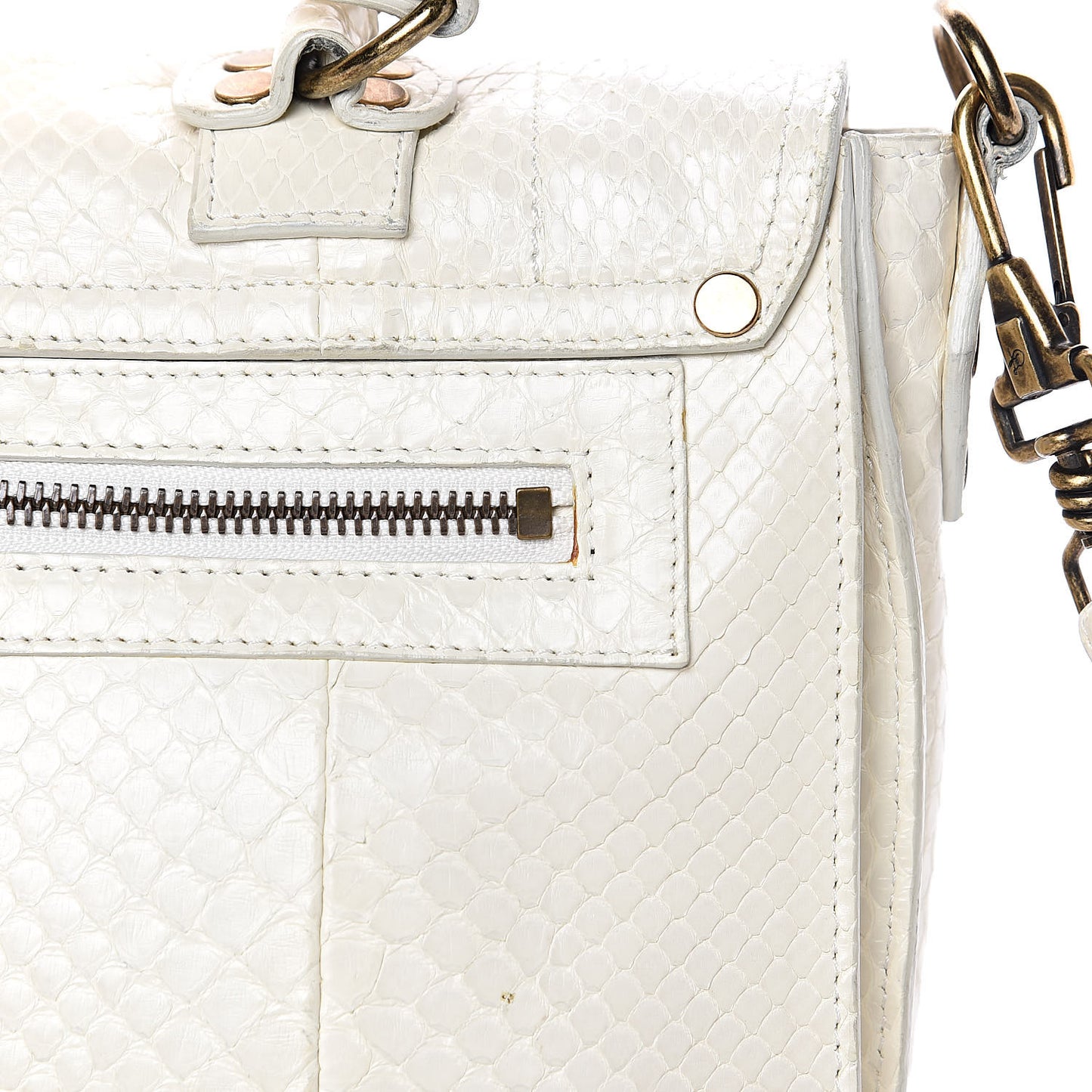 Snakeskin Calfskin Embossed Medium PS1 Satchel White