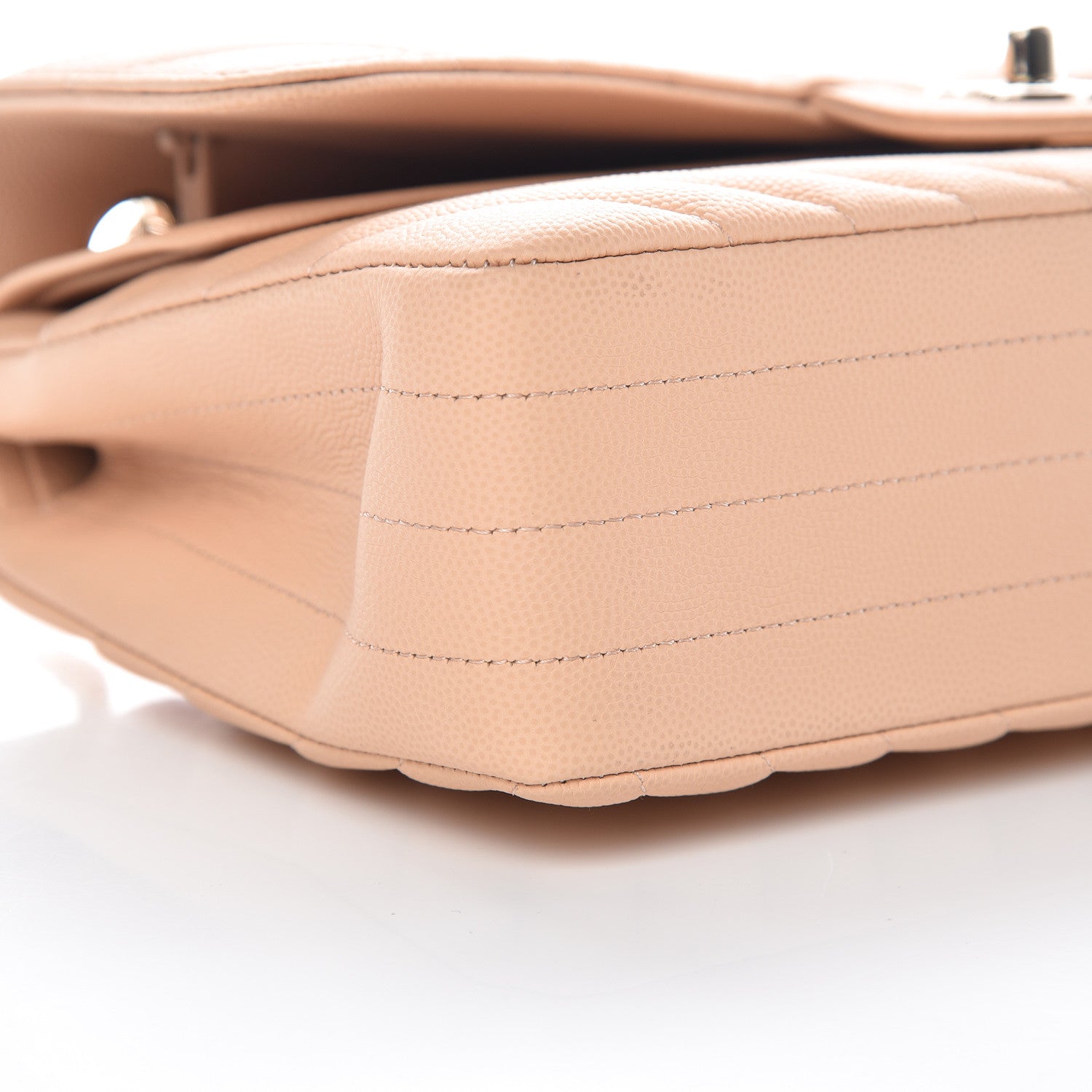 Chanel Caviar Chevron Quilted Medium Double Flap Beige 5 of 11