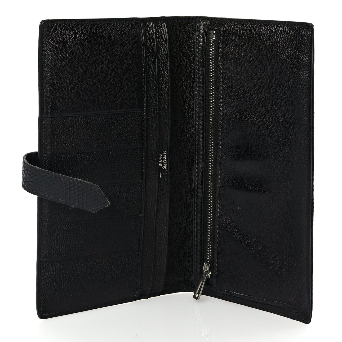 Lizard Varanus Niloticus Bearn Gusset Wallet Black