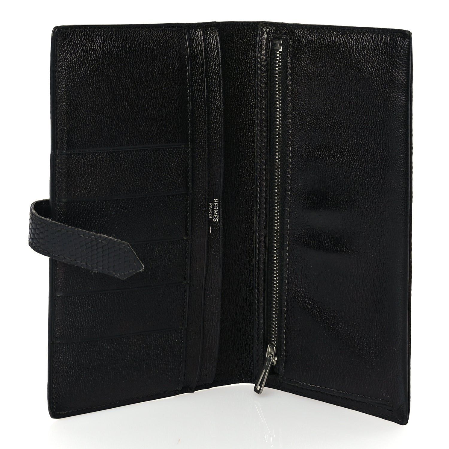 Hermes Lizard Varanus Niloticus Bearn Gusset Wallet Black 5 of 7