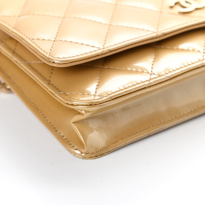 Chanel Metallic Patent Quilted Wallet On Chain WOC Gold 10 of 16