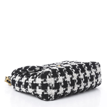 Chanel Tweed Quilted Medium 19 Flap Black Ecru White 3 of 9