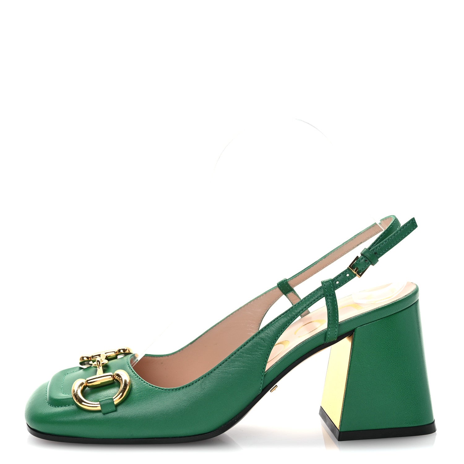 Gucci Malaga Kid Horsebit 75mm Slingback Pumps 36 New Shamarock 1 of 9