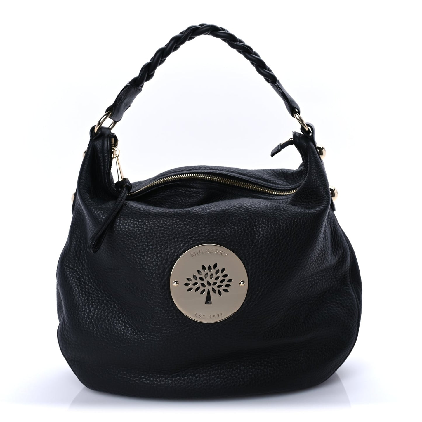 Spongy Pebbled Calfskin Large Daria Hobo Black