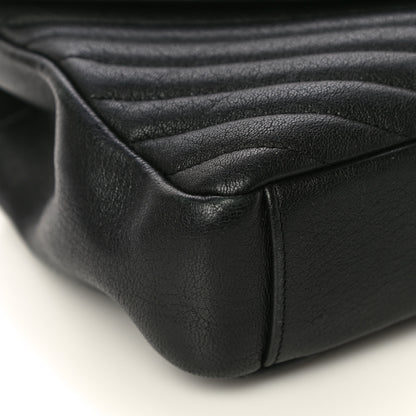 Saint Laurent Sheepskin Matelasse Chevron Monogram Medium College Bag Black 9 of 20