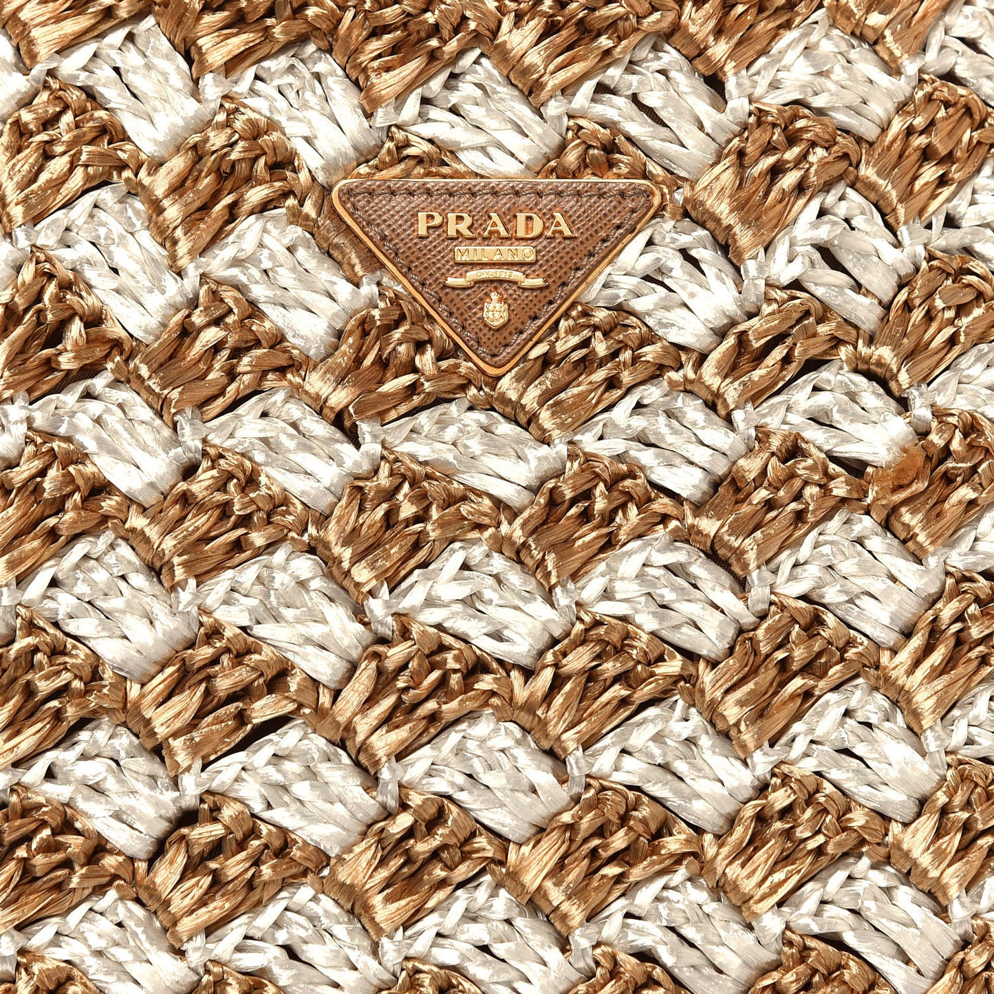 Raffia Crochet Bi-Color Tote Naturale Talco