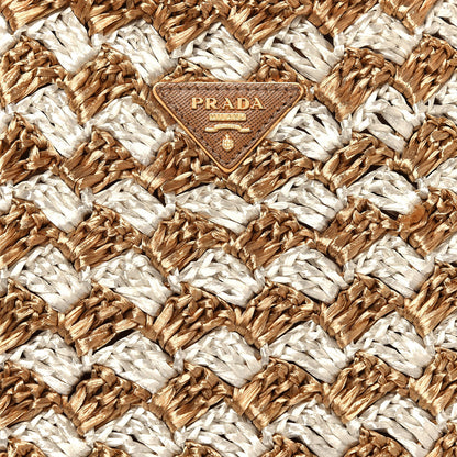 Prada Raffia Crochet Bi-Color Tote Naturale Talco 7 of 12