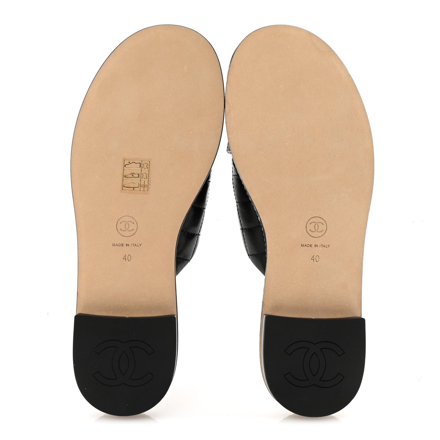 Lambskin Quilted Chain CC Sandals 40 Black