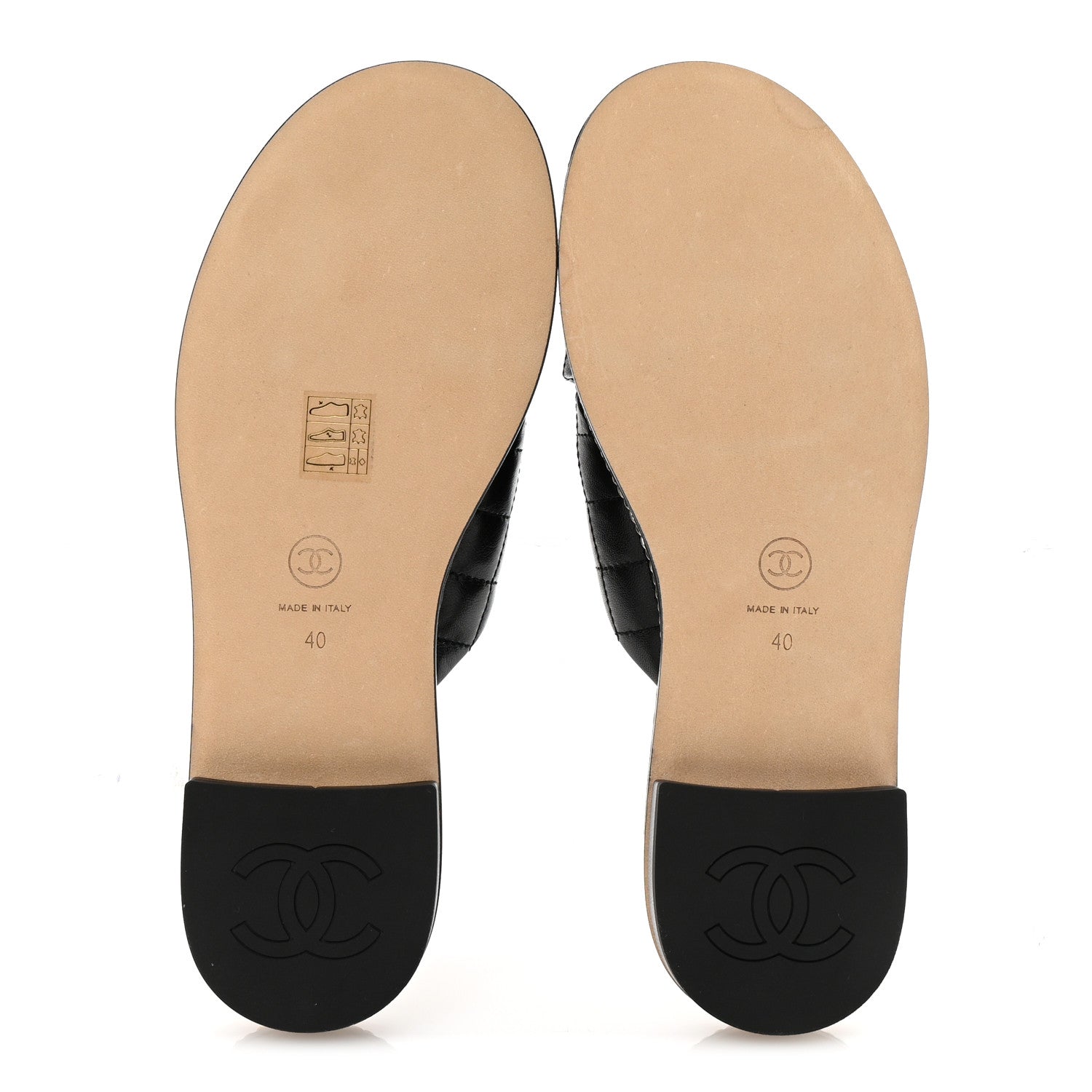 Chanel Lambskin Quilted Chain CC Sandals 40 Black 6 of 9