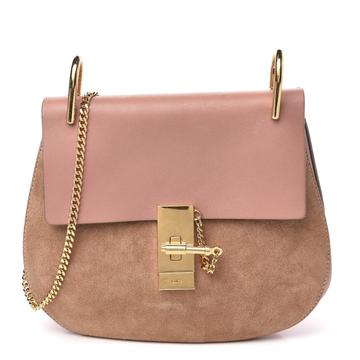 Suede Smooth Calfskin Drew Shoulder Bag Misty Rose
