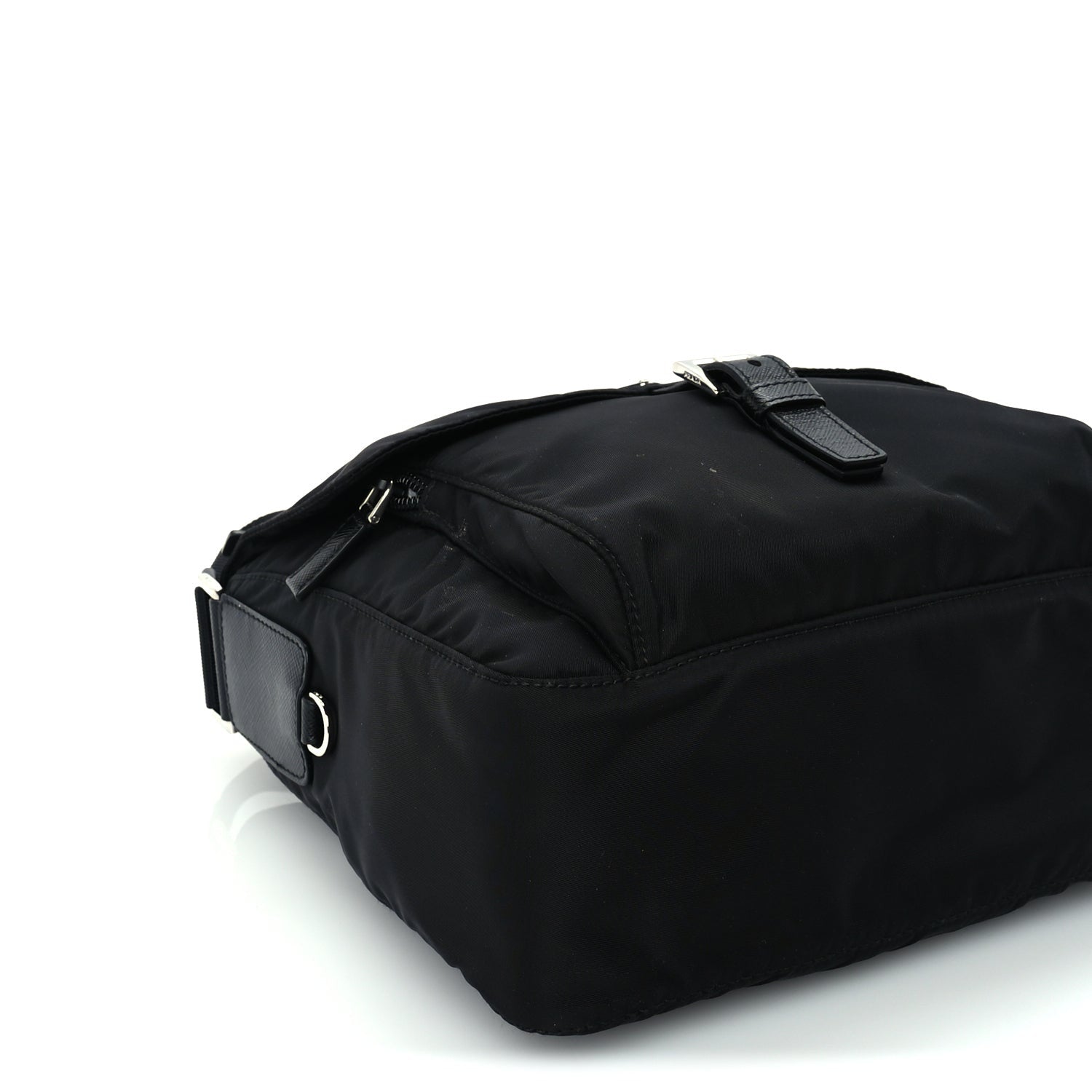 Prada Re-Nylon Vela Saffiano Pocket Single Buckle Messenger Shoulder Bag  Black 7 of 8