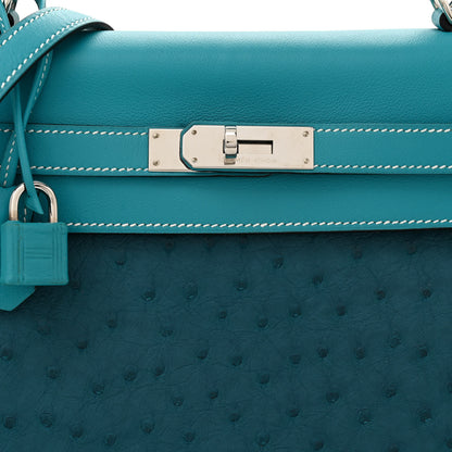 Hermes Ostrich Swift Taurillon Clemence Kelly Retourne 32 Cobalt Turquoise Colvert 8 of 10