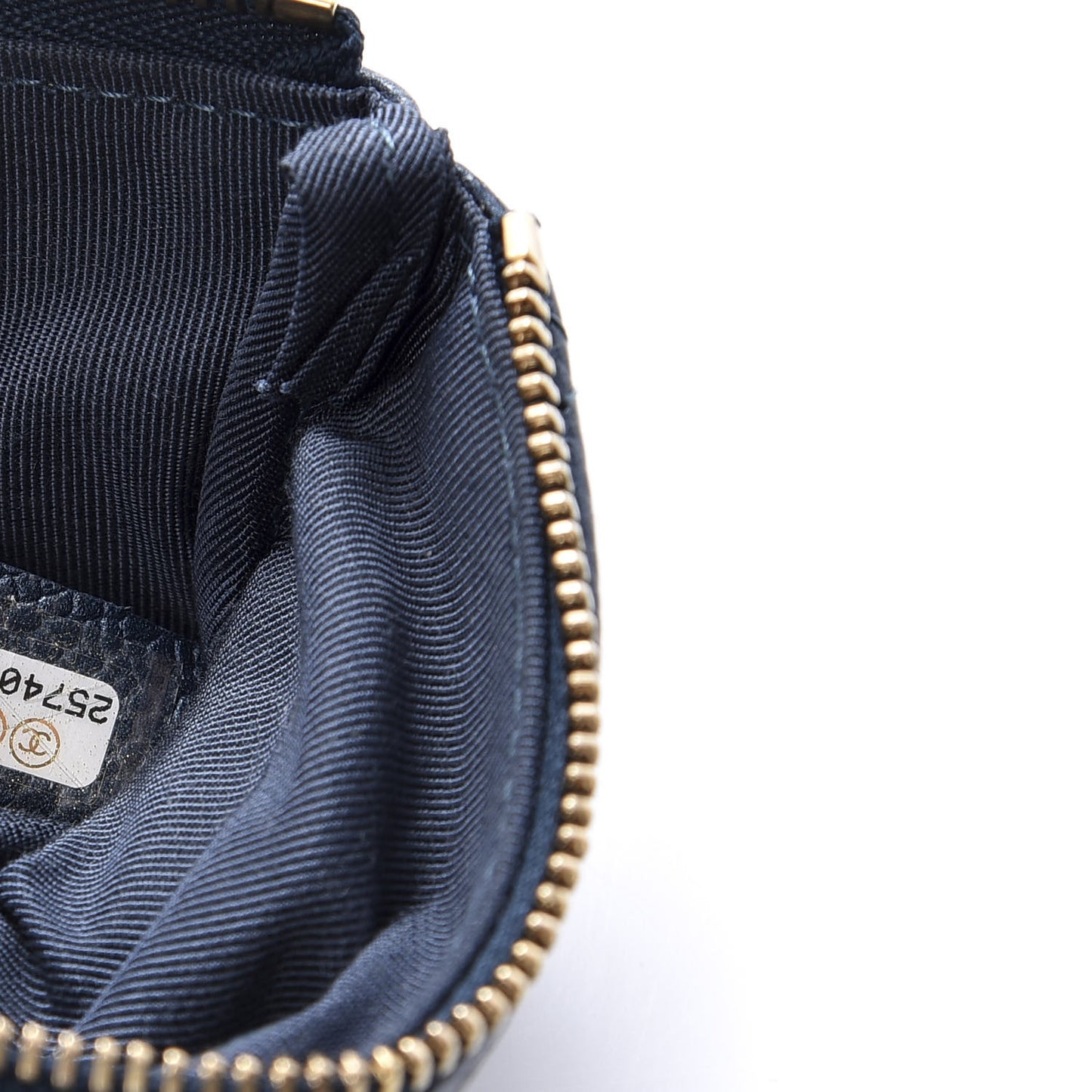 Metallic Caviar Quilted Small Cosmetic Case Dark Blue