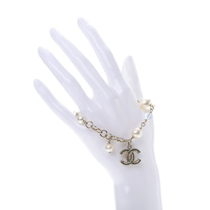 Chanel Pearl Beaded CC Bracelet Blue Gold 2 of 5