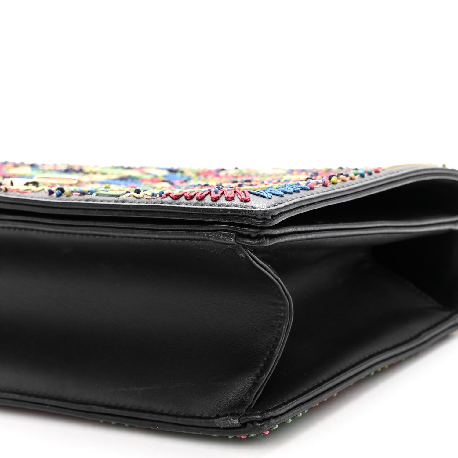 Christian Dior Lambskin Embroidered Medium Diorama Flap Bag Black 9 of 9
