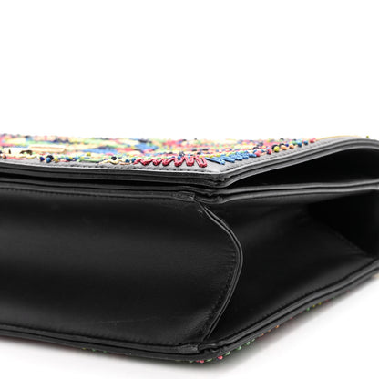 Christian Dior Lambskin Embroidered Medium Diorama Flap Bag Black 9 of 9
