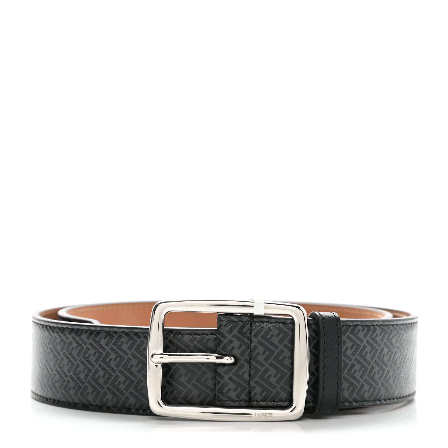 Fendi Vitello Grace Light Micro FF Embossed Belt 80 32 Asfalto Black 1 of 6