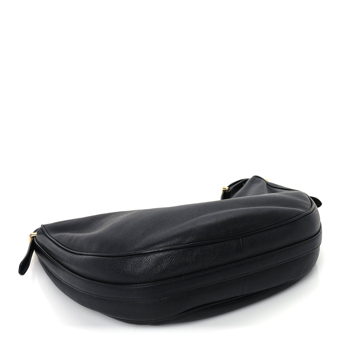 Soft Calfskin Arque Shoulder Bag  Black