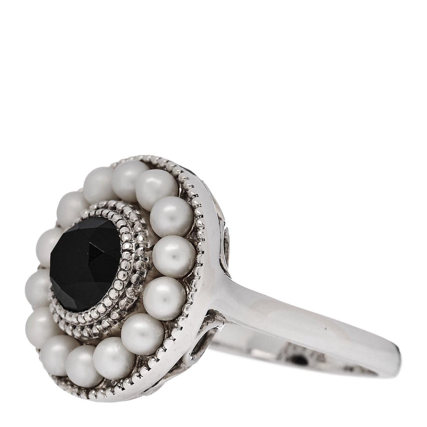 Sterling Silver Black Onyx Freshwater Pearl Ziegfeld Ring 57 8