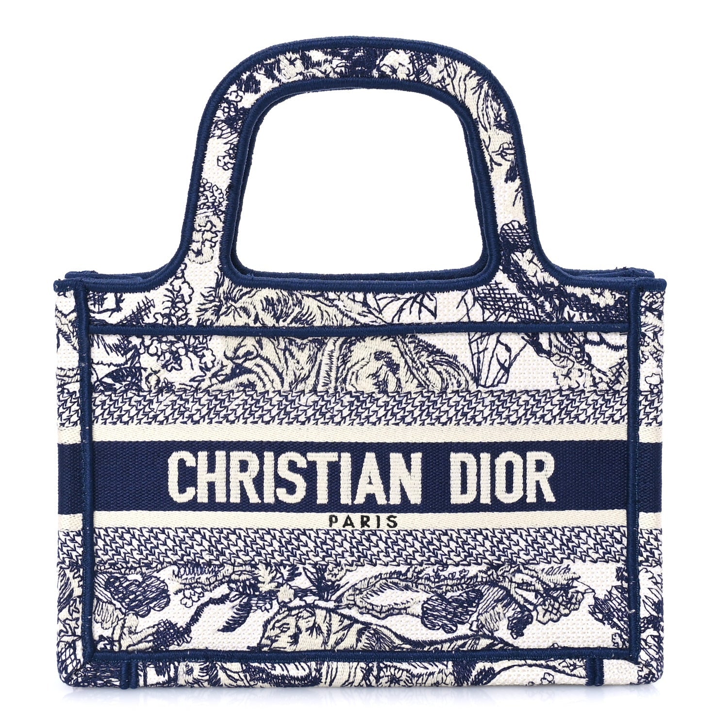 Christian Dior Canvas Embroidered Mini Toile De Jouy Book Tote  Blue 1 of 7