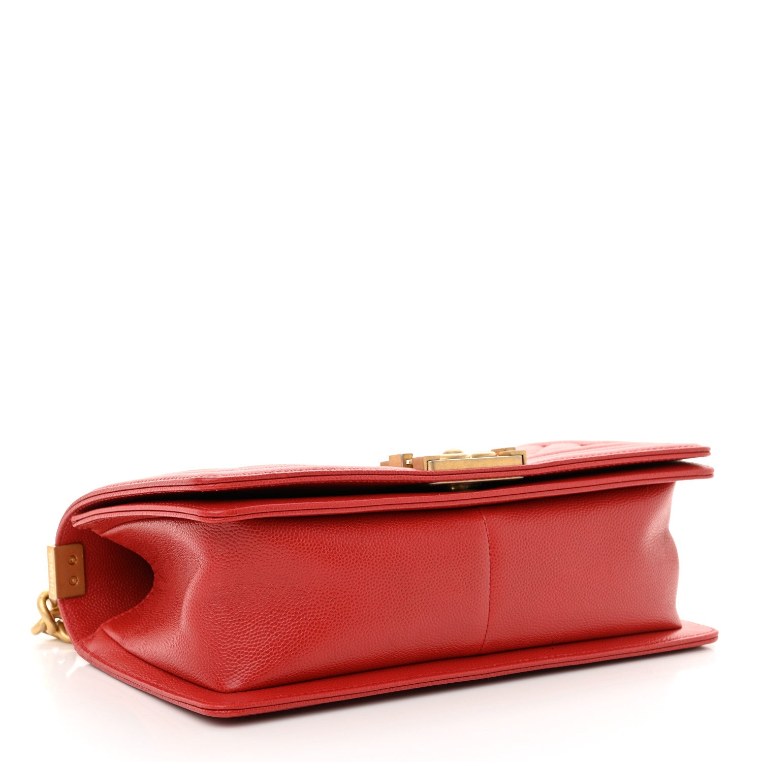 Chanel Caviar Chevron Quilted Medium Boy Flap Red 4 of 12