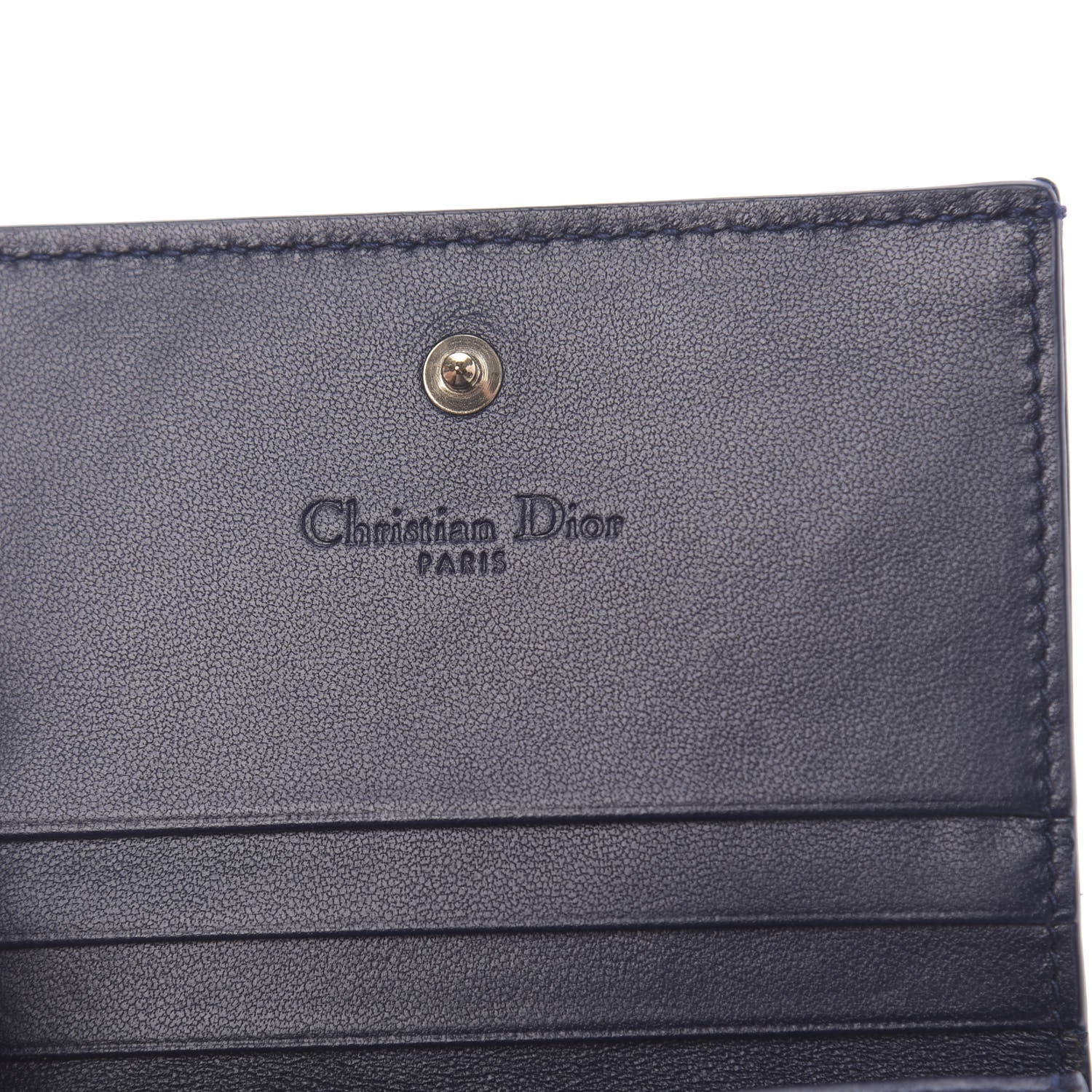 Christian Dior Lambskin Cannage Mini Lady Dior Wallet Navy 6 of 9