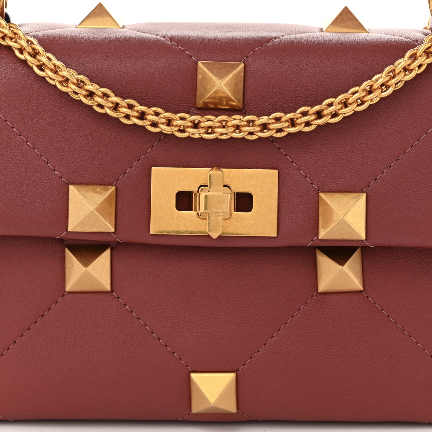 Nappa Medium Roman Stud Shoulder Bag Gingerbread