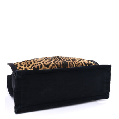 Saint Laurent Canvas Calfskin Leopard Print Rive Gauche Noe Tote Natural Black 3 of 8