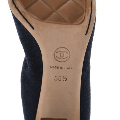Chanel Denim Patent CC Elastic Stretch Pumps 36.5 Blue Black 7 of 11