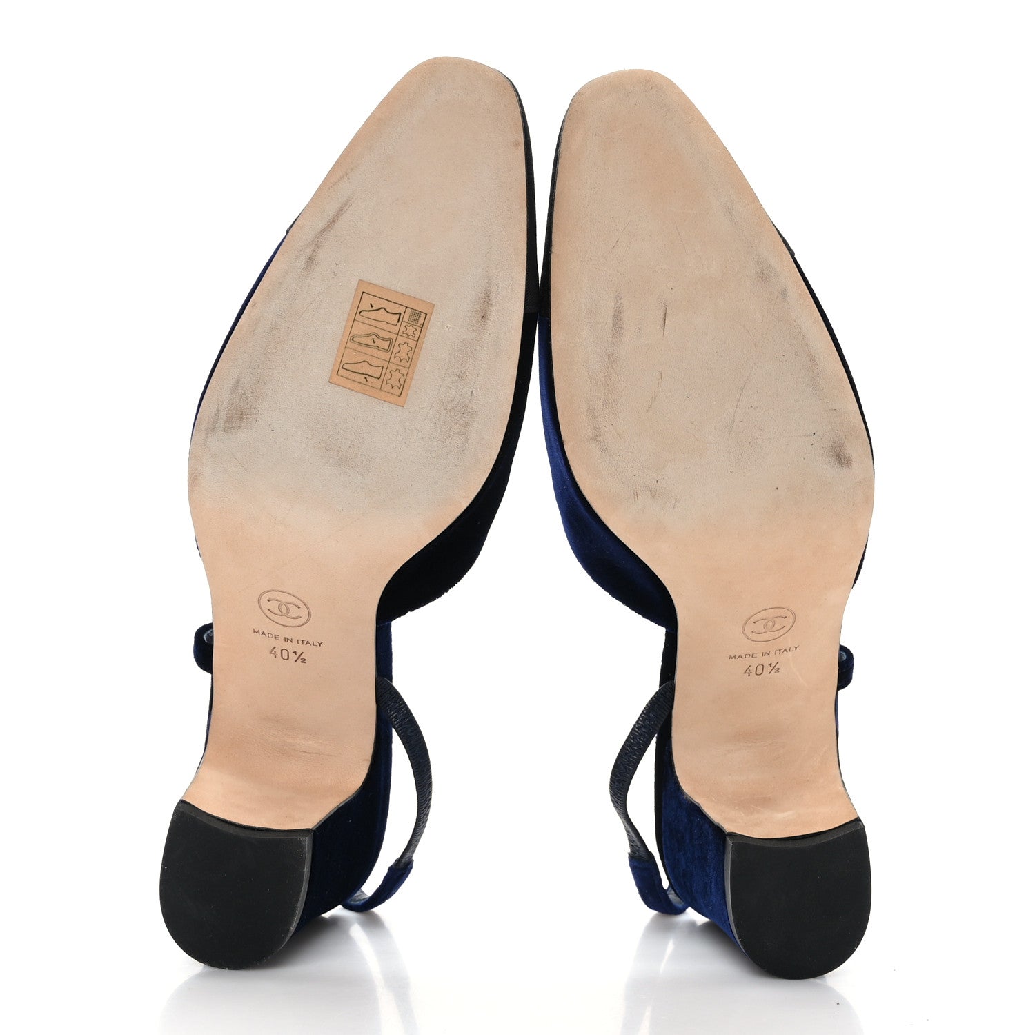 Chanel Velvet Grosgrain Cap Toe CC Slingback Pumps 40.5 Blue Black 5 of 8
