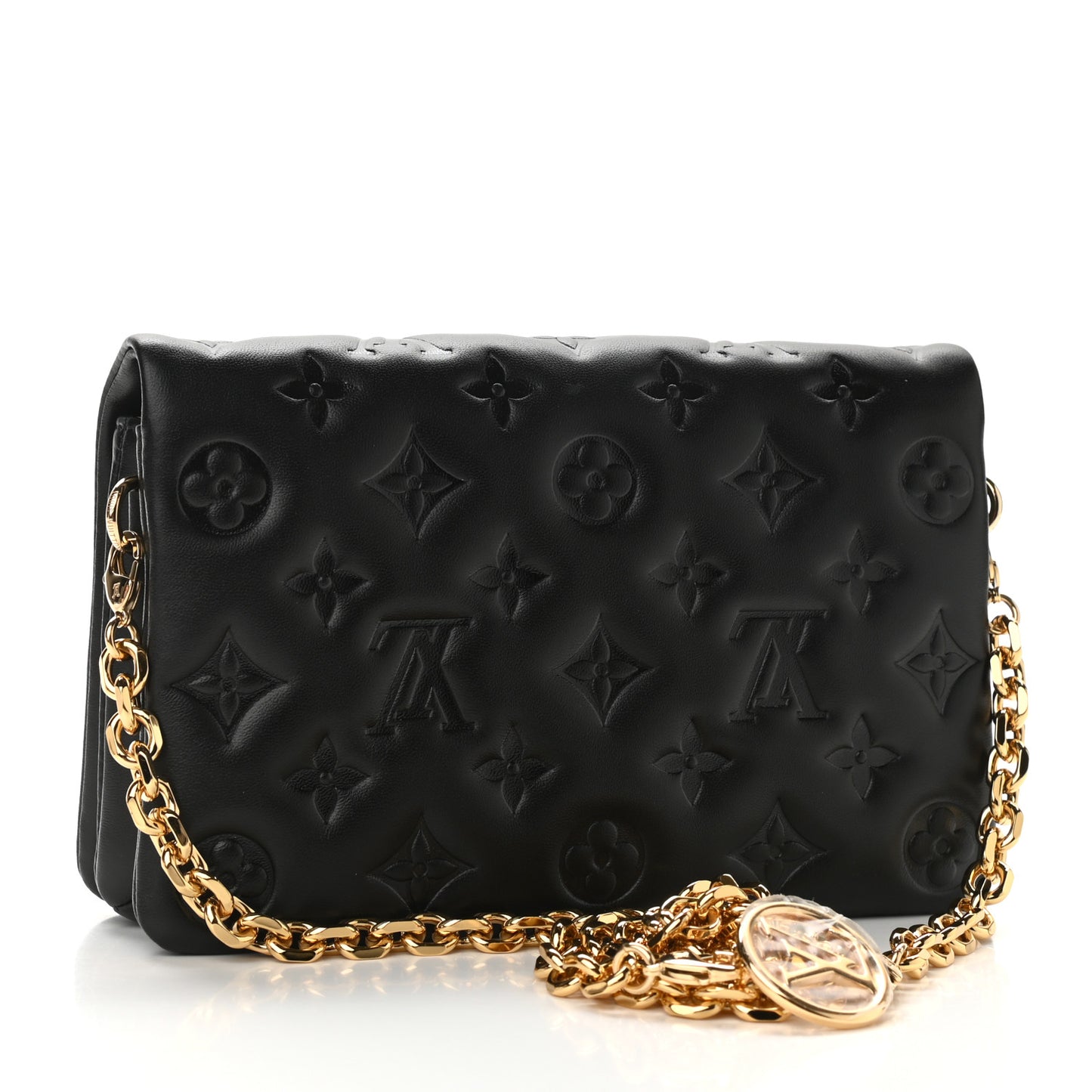 Lambskin Embossed Monogram Pochette Coussin Black