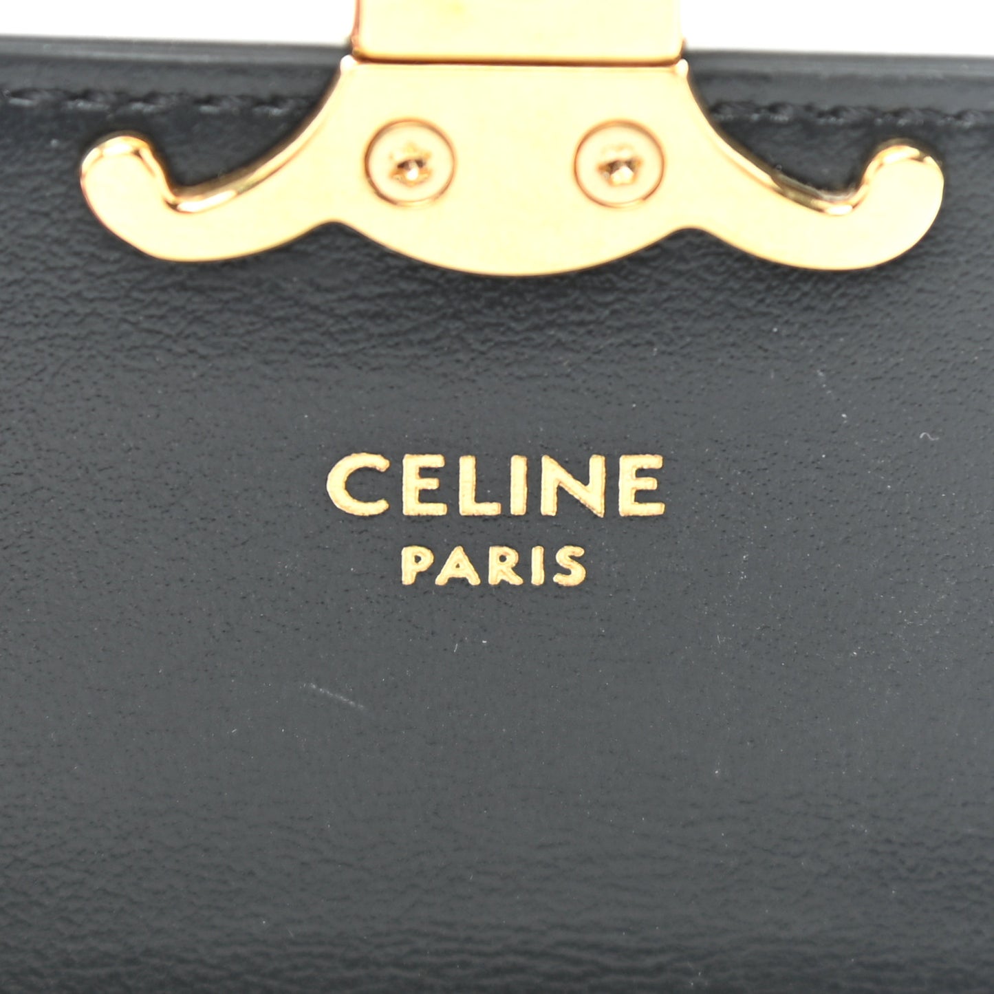 Shiny Calfskin Triomphe Card Holder Black