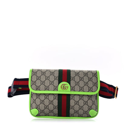 Gucci GG Supreme Monogram Web Small Ophidia Belt Bag Beige Ebony Electric Green Ebony Electric Green 1 of 9