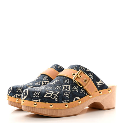 Louis Vuitton Jacquard Since 1854 Cottage Clog Mules 37 Blue 3 of 8
