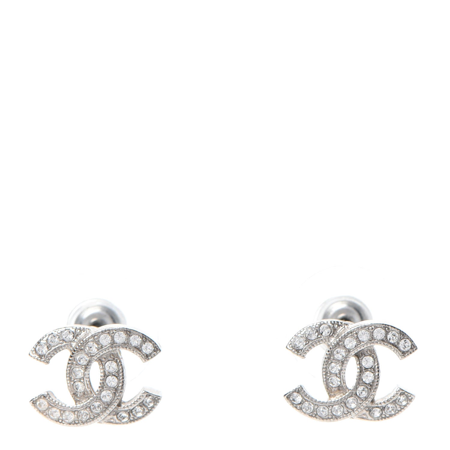 Chanel Crystal CC Earrings Silver 1 of 5
