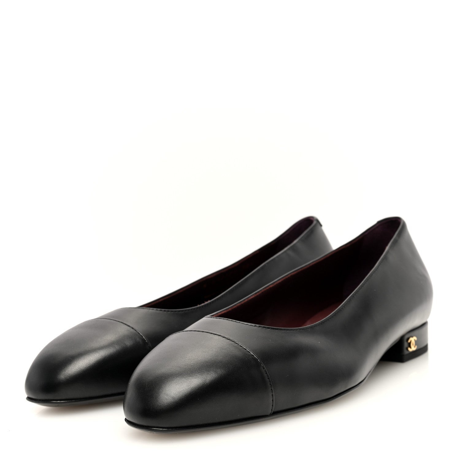 Chanel Lambskin Cap Toe CC Uniform Ballerina Flats 38.5 Black 2 of 6