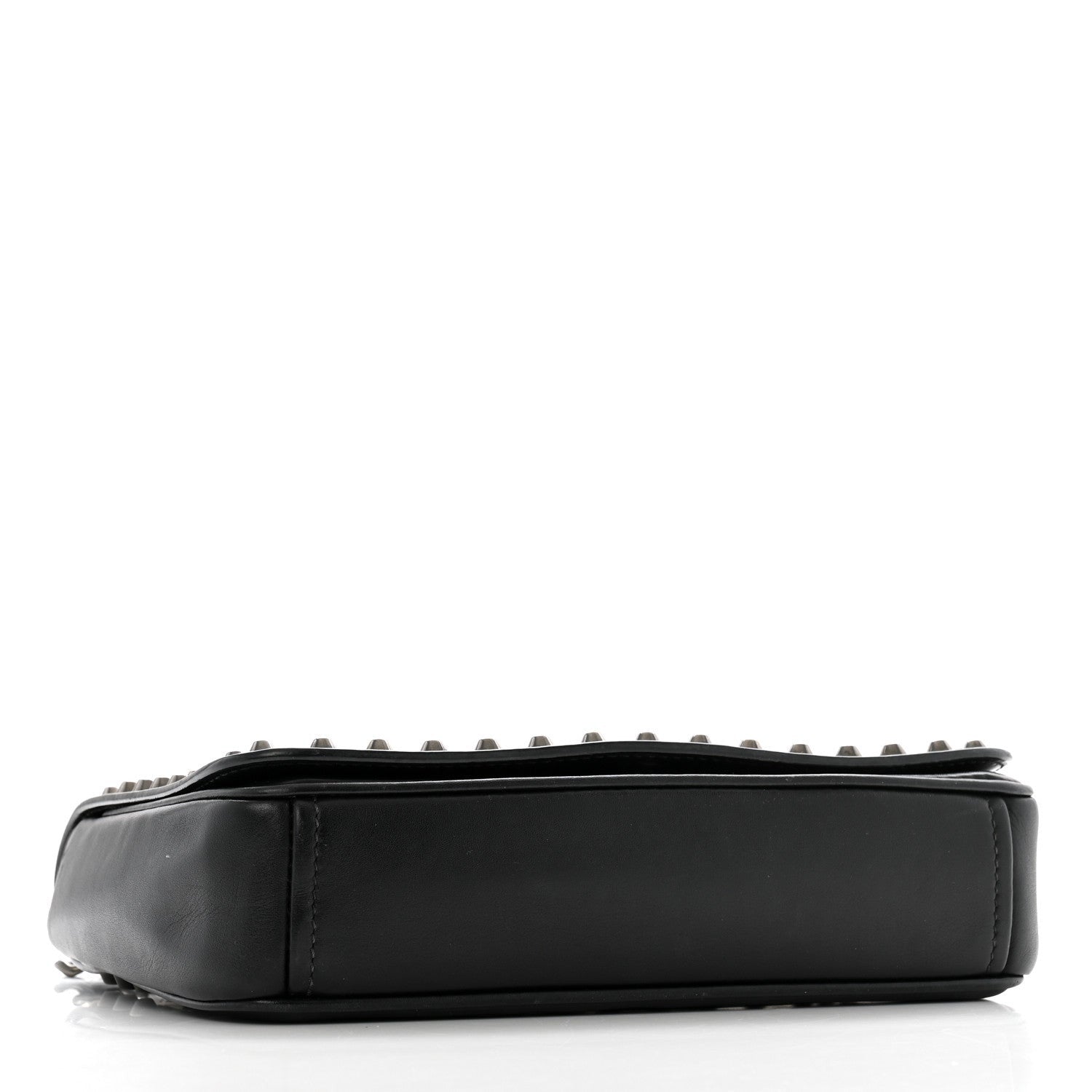 Prada Glace Calfskin Studded Crossbody White Black 4 of 7