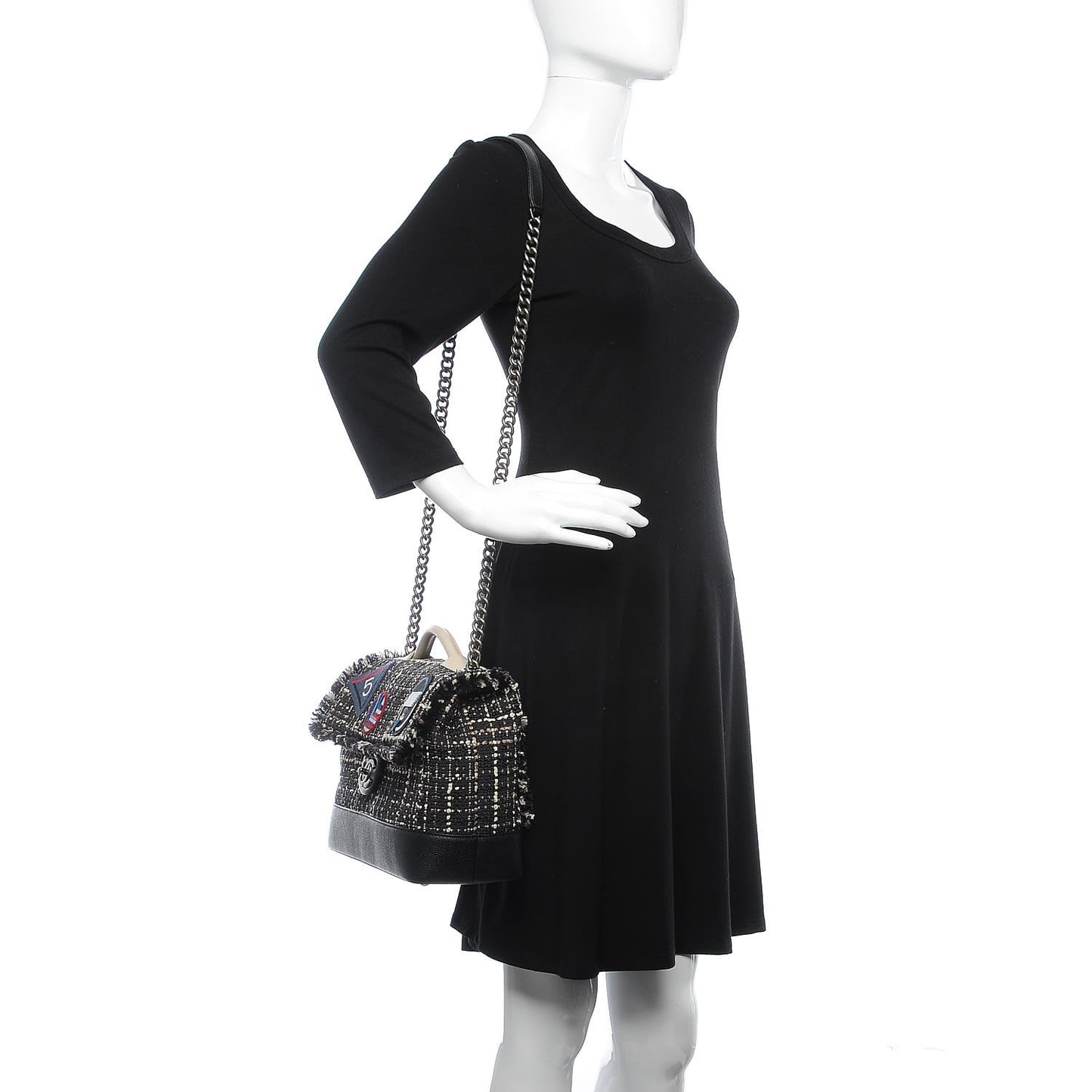 Tweed Trip Top Handle Flap Black