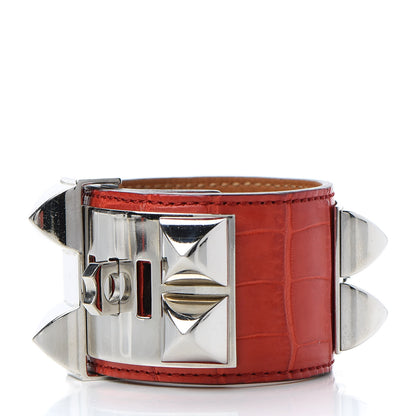 Hermes Shiny Alligator Collier De Chien CDC Bracelet S Geranium 3 of 6