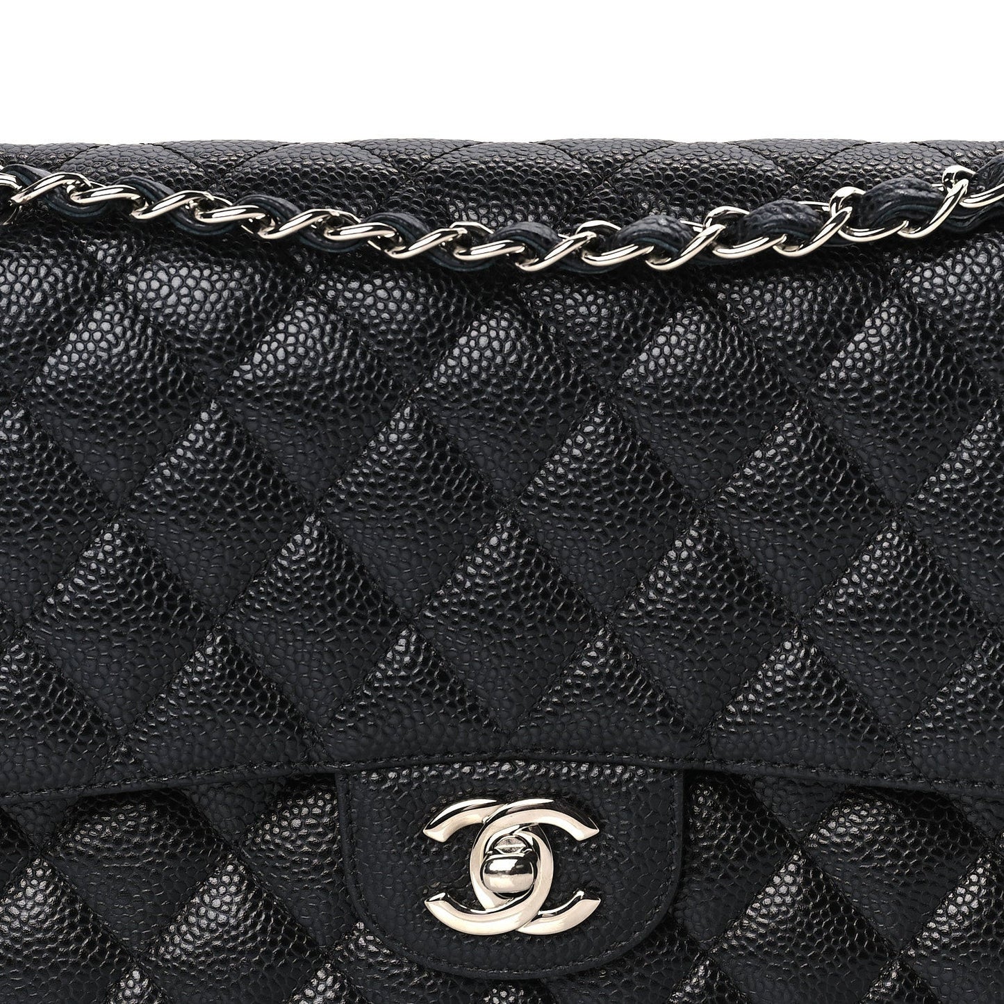 Caviar Quilted Medium Double Flap Black