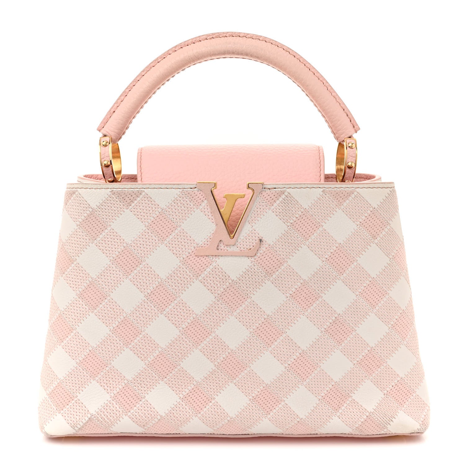 Louis Vuitton Taurillon Embroidered Vichy Capucines BB Light Pink 1 of 16