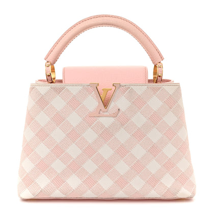 Louis Vuitton Taurillon Embroidered Vichy Capucines BB Light Pink 1 of 16