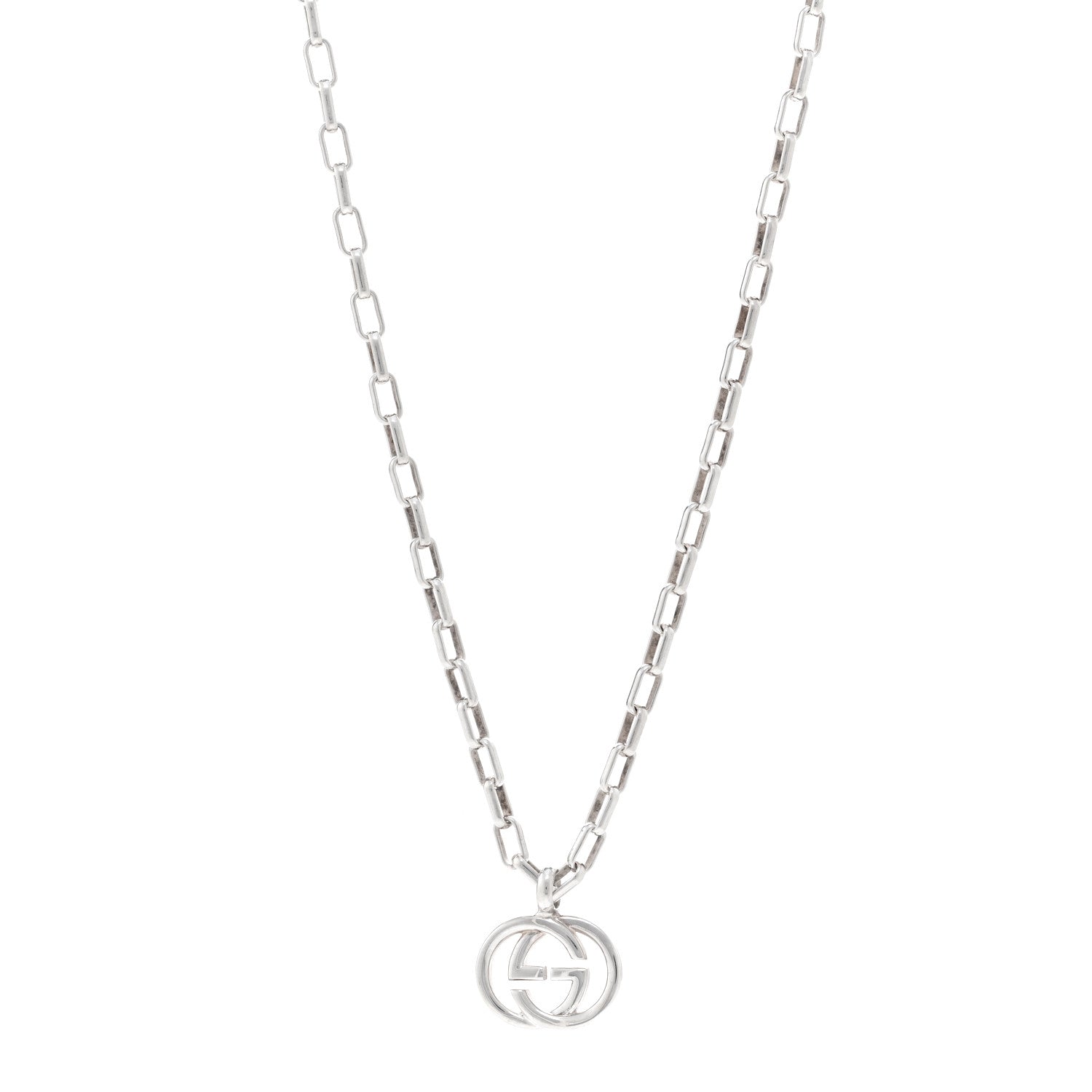 Gucci Sterling Silver Interlocking G Pendant Necklace 1 of 5
